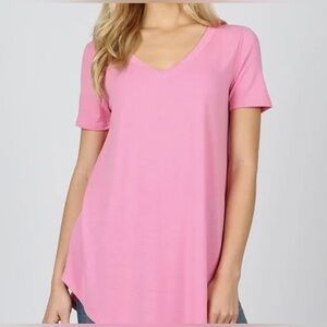 Zenana Pink V-Neck Top